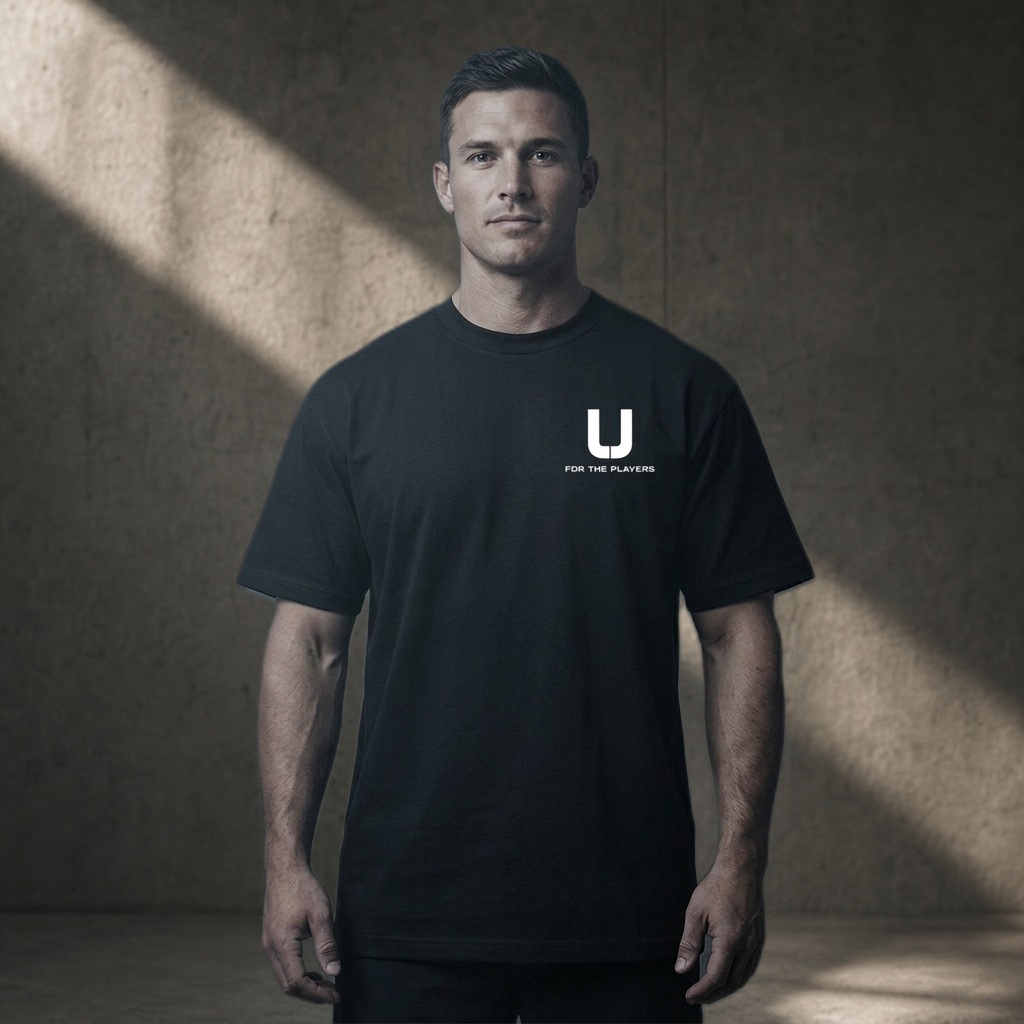 Man wearing the black Unleashed Heavy Tee